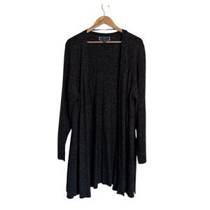Karen Scott Cardigan Womens 2X Gray Open Front Cable Knit Longline Cozy Sweater
